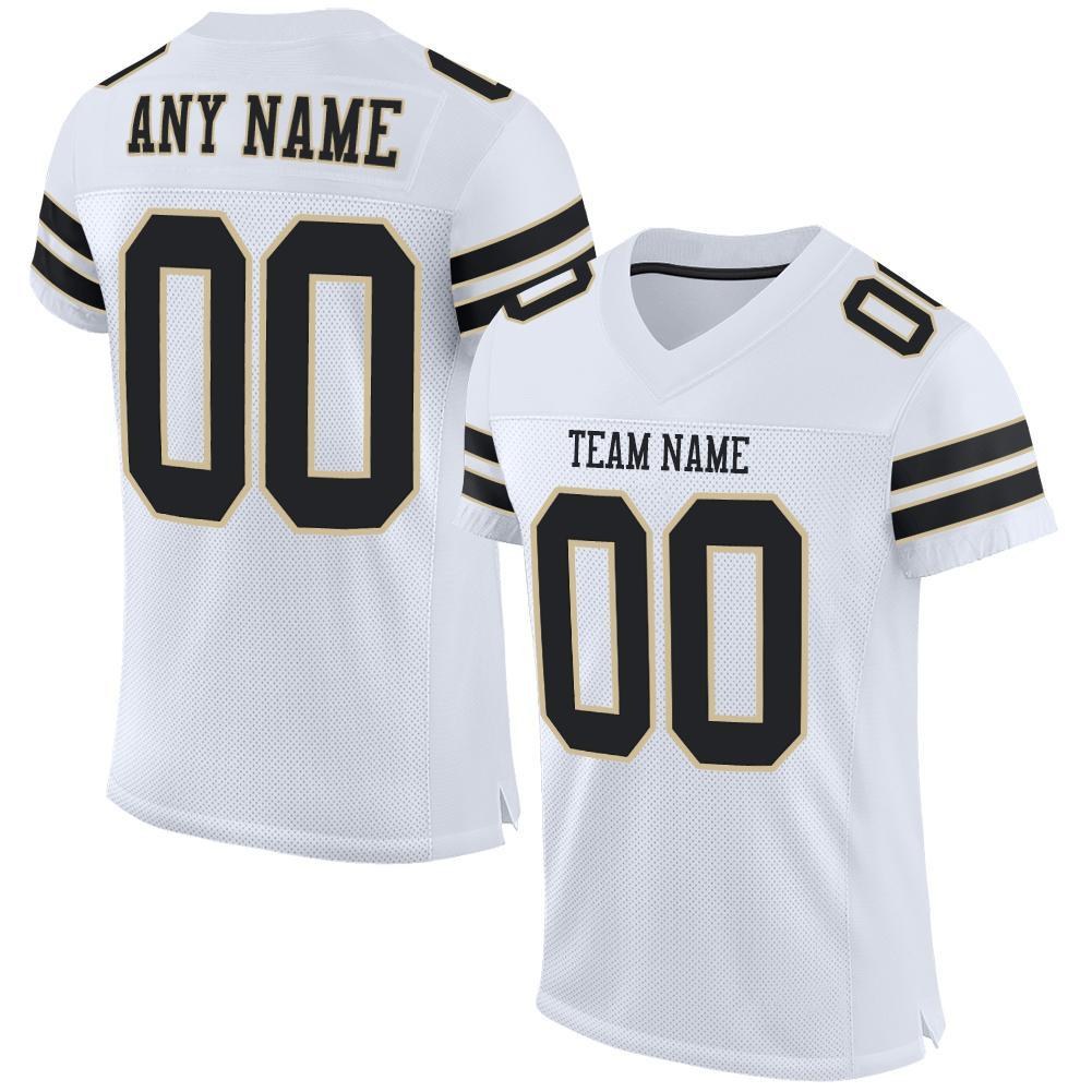 Custom White Black-Vegas Gold Mesh Authentic Football Jersey photo 1