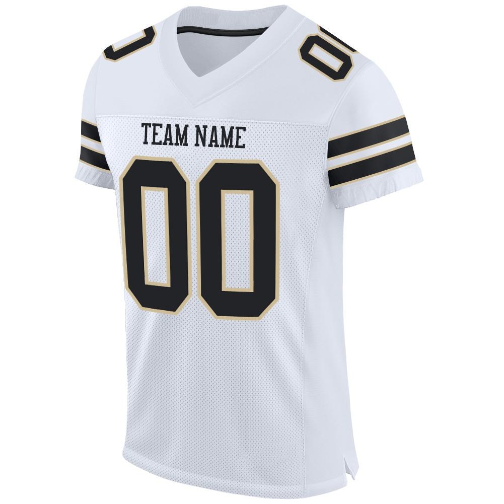Custom White Black-Vegas Gold Mesh Authentic Football Jersey photo 2