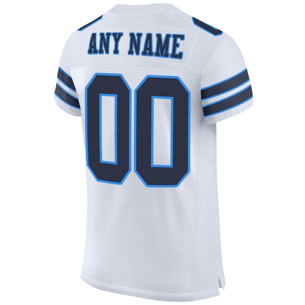 Custom White Navy-Powder Blue Mesh Authentic Football Jersey photo 3