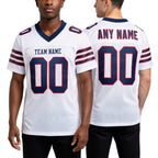 Custom White Royal-Red Mesh Authentic Football Jersey worn front and back