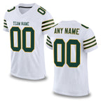 Custom White Green-Gold Mesh Authentic Football Jersey