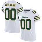 Custom White Green-Gold Mesh Authentic Football Jersey photo 1