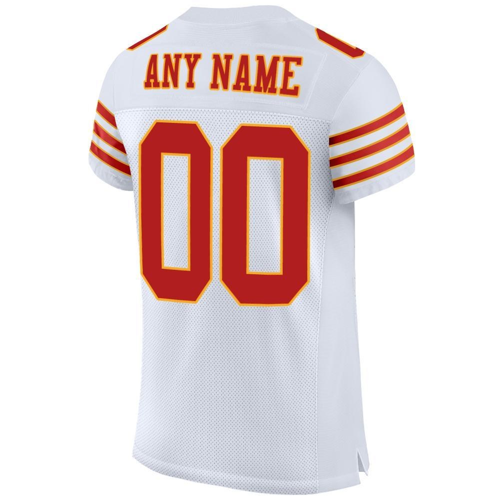 Custom White Scarlet-Gold Mesh Authentic Football Jersey photo 3