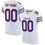 Custom White Purple-Gold Mesh Authentic Football Jersey photo 1