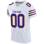 Custom White Purple-Gold Mesh Authentic Football Jersey photo 2