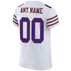 Custom White Purple-Gold Mesh Authentic Football Jersey photo 3