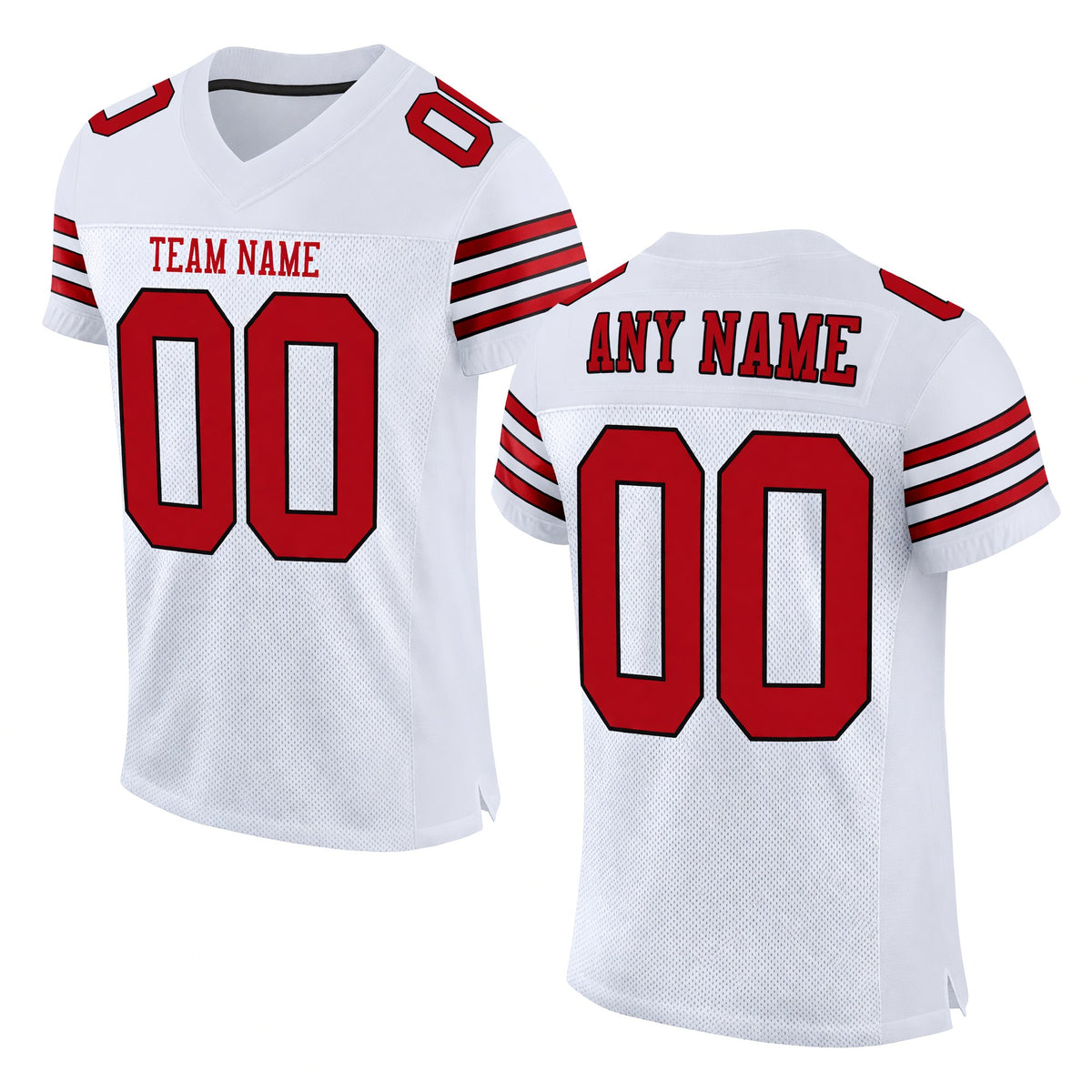 Custom White Red-Black Mesh Authentic Football Jersey