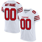 Custom White Red-Black Mesh Authentic Football Jersey photo 1
