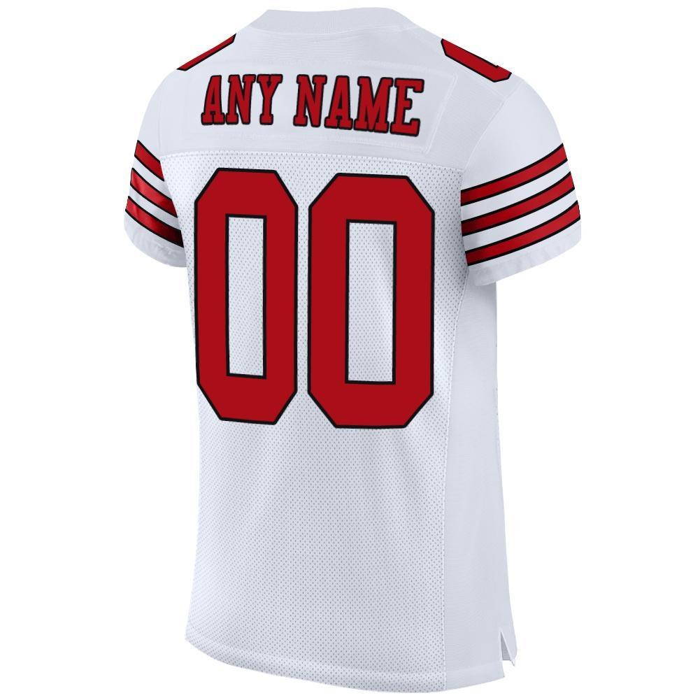 Custom White Red-Black Mesh Authentic Football Jersey photo 4