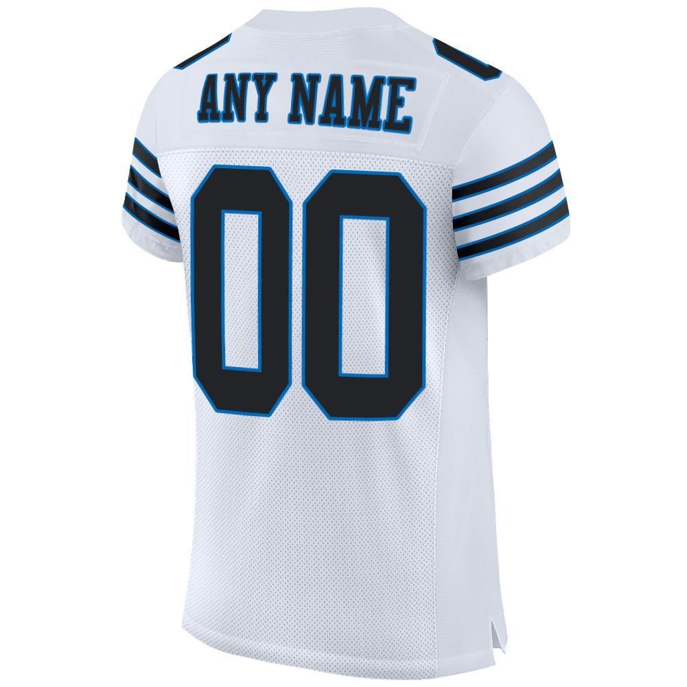 Custom White Black-Panther Blue Mesh Authentic Football Jersey photo 3
