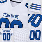 Custom White Royal-Black Mesh Authentic Football Jersey detail