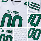 Custom White Grass Green-Black Mesh Authentic Football Jersey detail