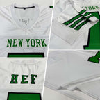 Custom White Grass Green-Black Mesh Authentic Football Jersey photo 2