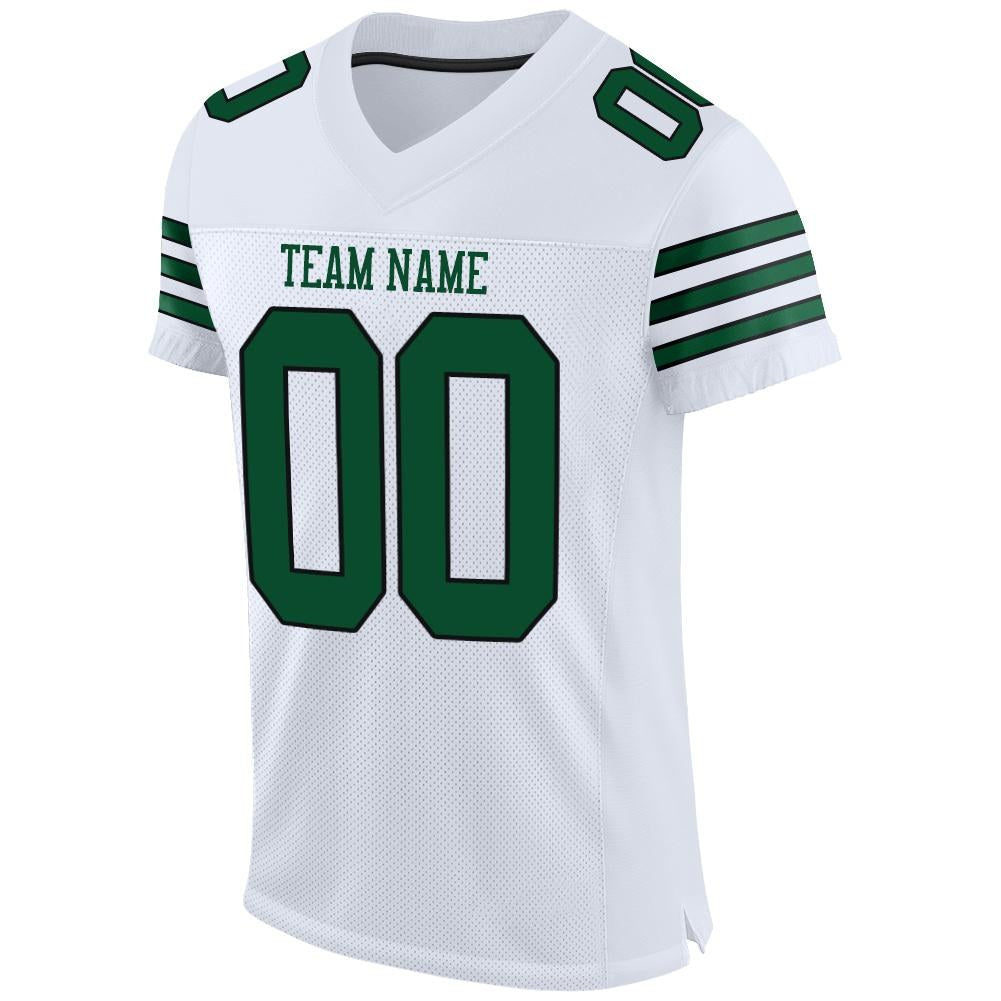Custom White Grass Green-Black Mesh Authentic Football Jersey photo 3