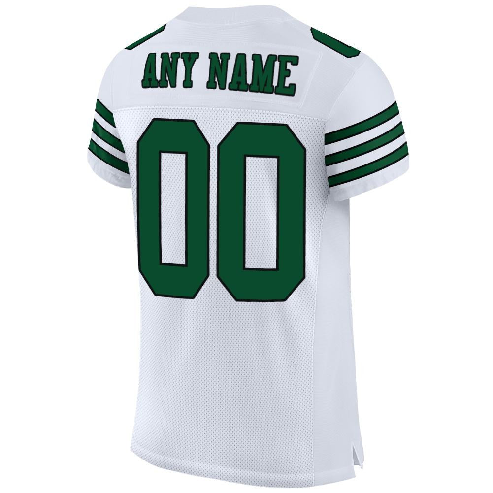 Custom White Grass Green-Black Mesh Authentic Football Jersey photo 4