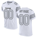 Custom White Silver-Black Mesh Authentic Football Jersey
