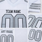 Custom White Silver-Black Mesh Authentic Football Jersey detail