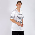 Custom White Silver-Black Mesh Authentic Football Jersey photo 1