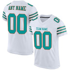 Custom White Aqua-Orange Mesh Authentic Football Jersey photo 1