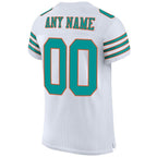 Custom White Aqua-Orange Mesh Authentic Football Jersey photo 3