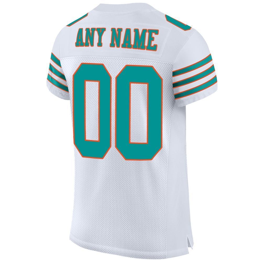Custom White Aqua-Orange Mesh Authentic Football Jersey photo 3