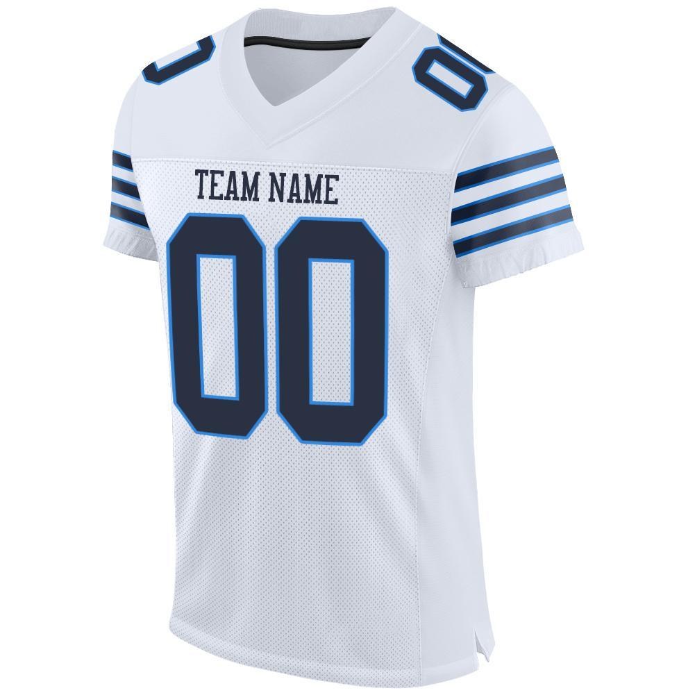 Custom White Navy-Powder Blue Mesh Authentic Football Jersey photo 2