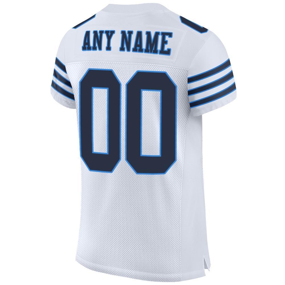 Custom White Navy-Powder Blue Mesh Authentic Football Jersey photo 3