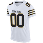Custom White Black-Old Gold Mesh Authentic Football Jersey photo 2