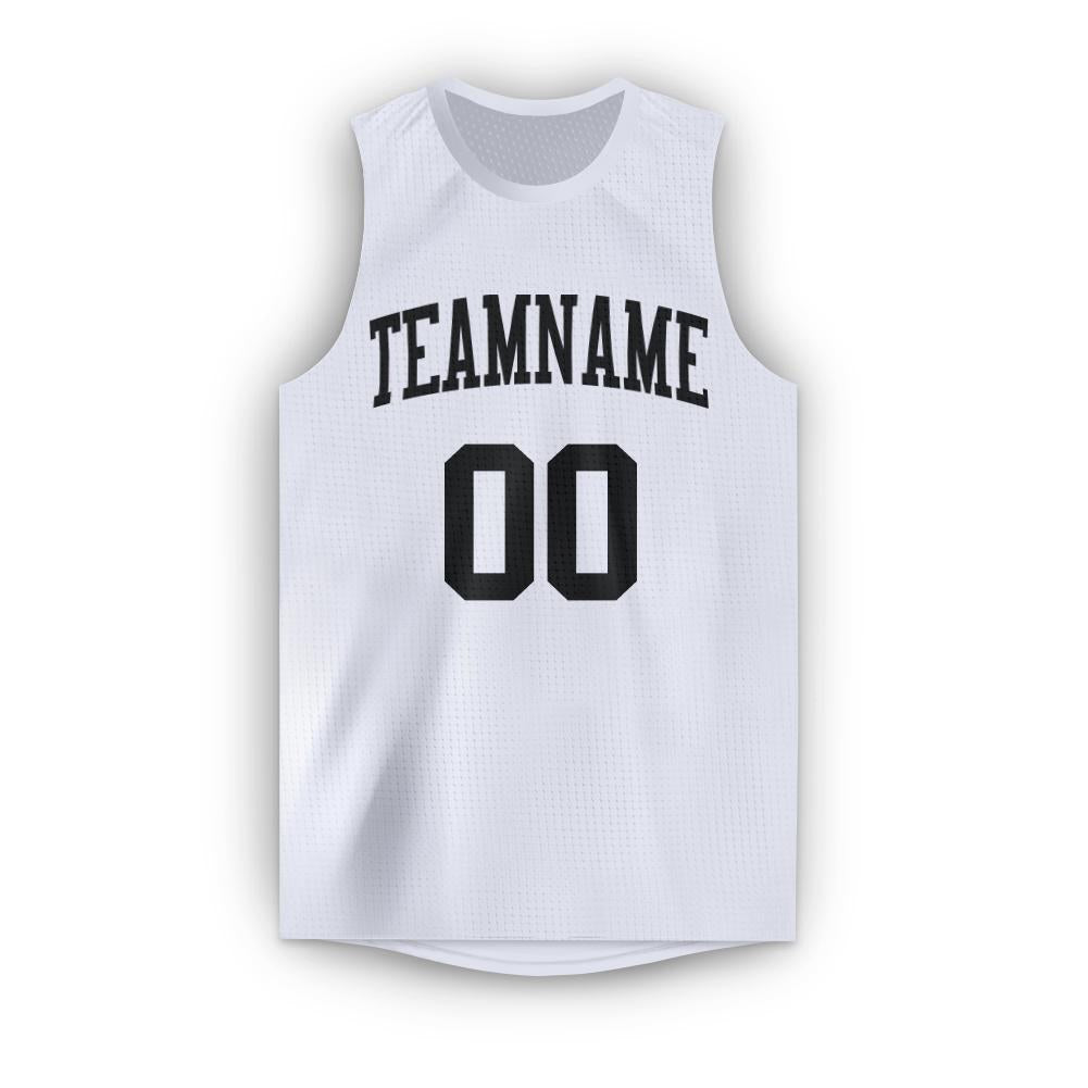 Custom White Black Round Neck Basketball Jersey photo 4