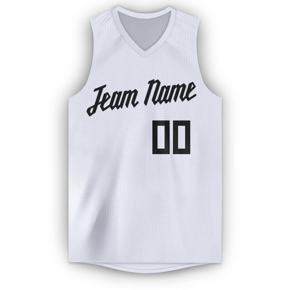 Custom White Black V-Neck Basketball Jersey photo 4