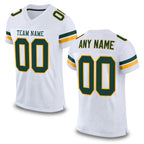 Custom White Green-Gold Mesh Authentic Football Jersey