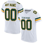 Custom White Green-Gold Mesh Authentic Football Jersey photo 1