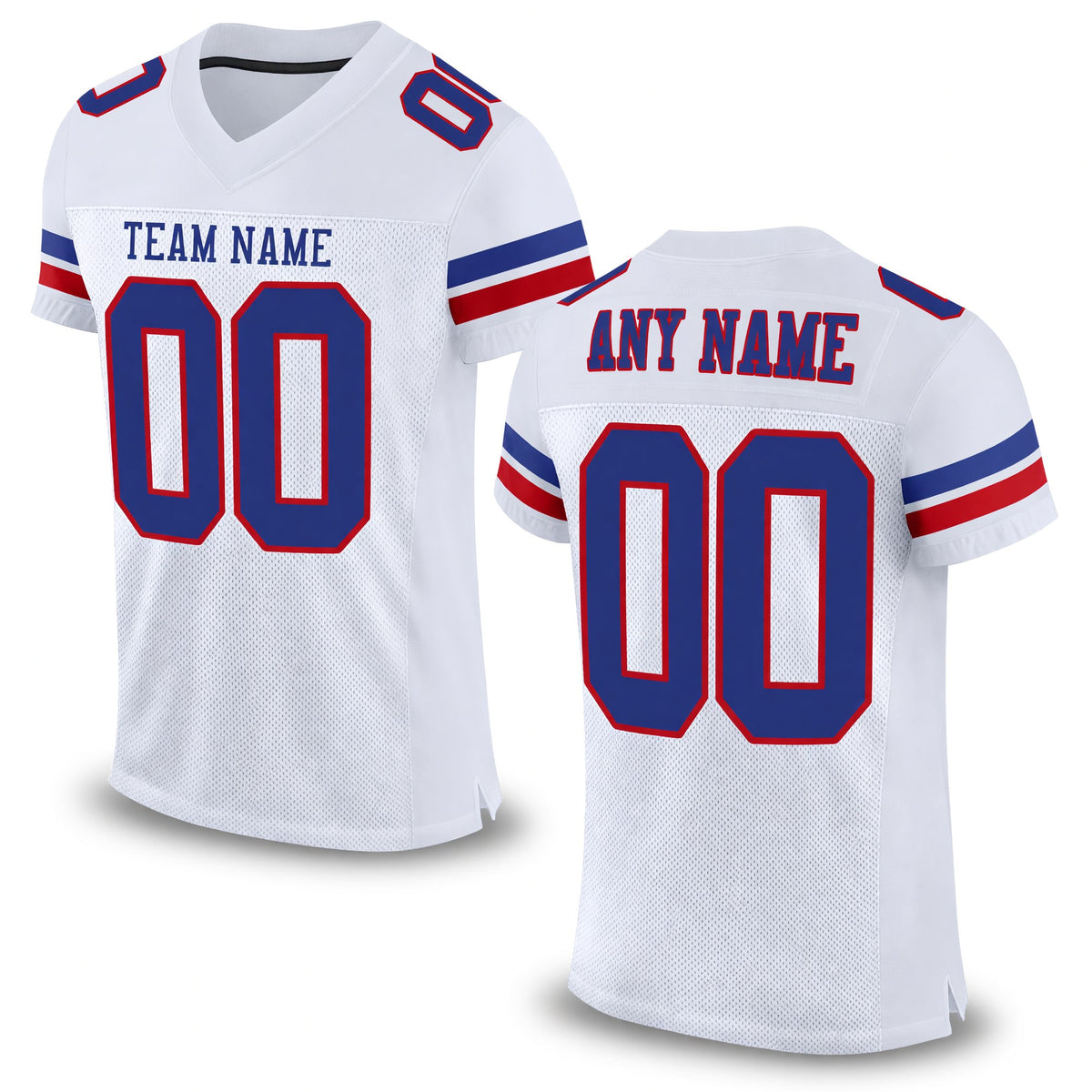 Custom White Royal-Red Mesh Authentic Football Jersey