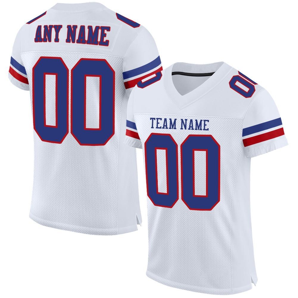 Custom White Royal-Red Mesh Authentic Football Jersey photo 1