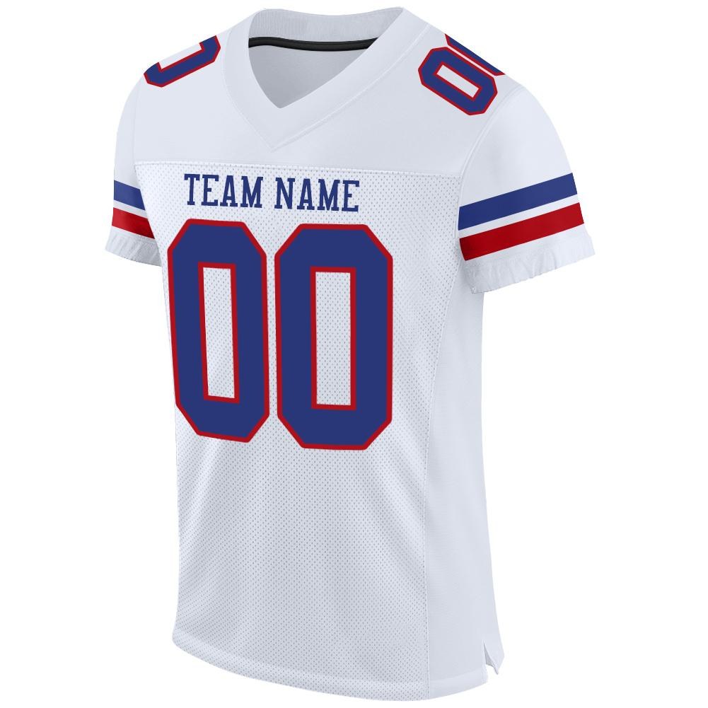 Custom White Royal-Red Mesh Authentic Football Jersey photo 2