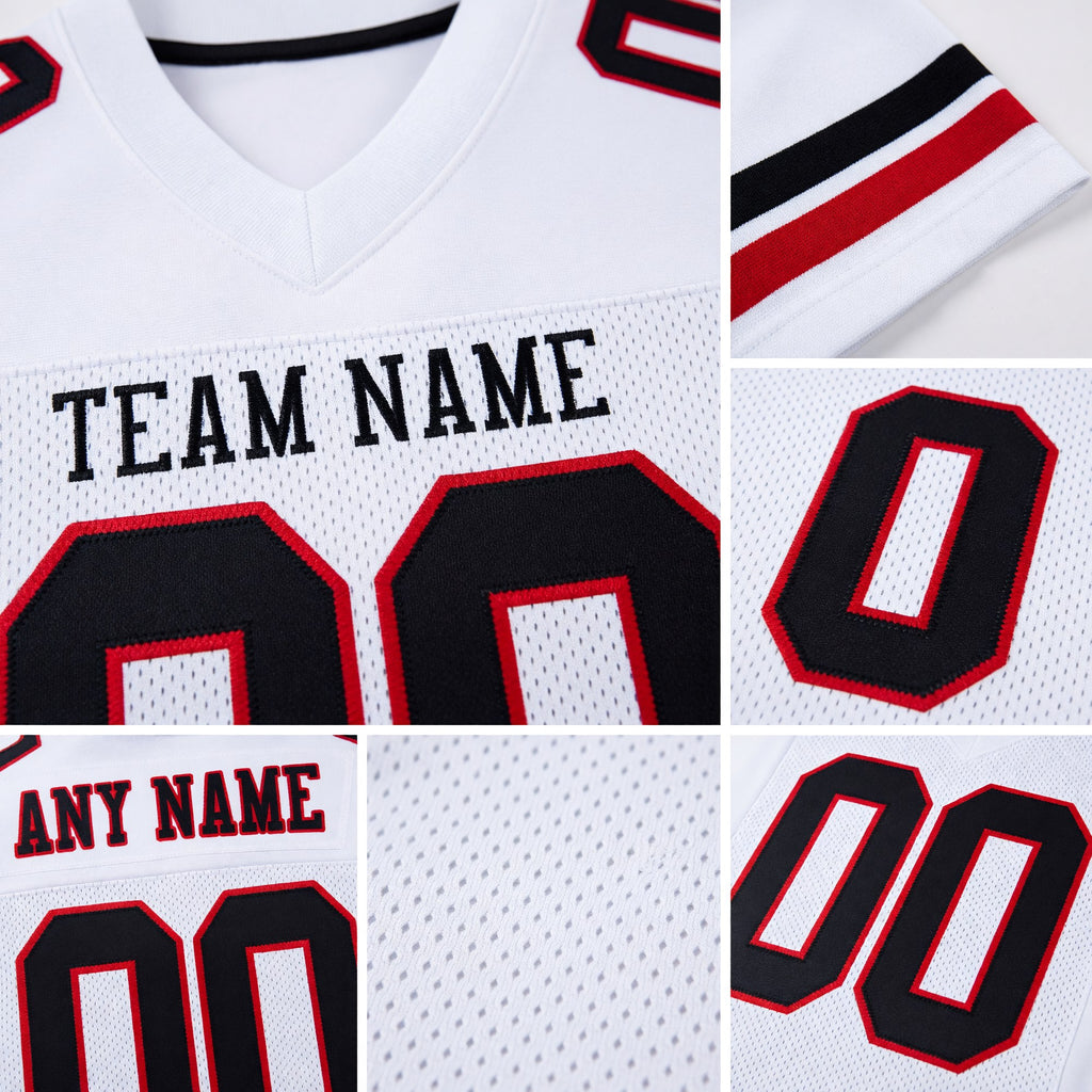 Custom White Black-Red Mesh Authentic Football Jersey detail