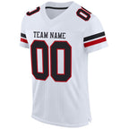 Custom White Black-Red Mesh Authentic Football Jersey photo 2