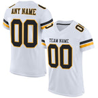 Custom White Black-Gold Mesh Authentic Football Jersey photo 1