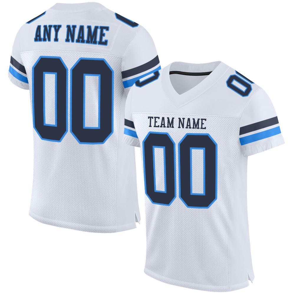 Custom White Navy-Powder Blue Mesh Authentic Football Jersey photo 1