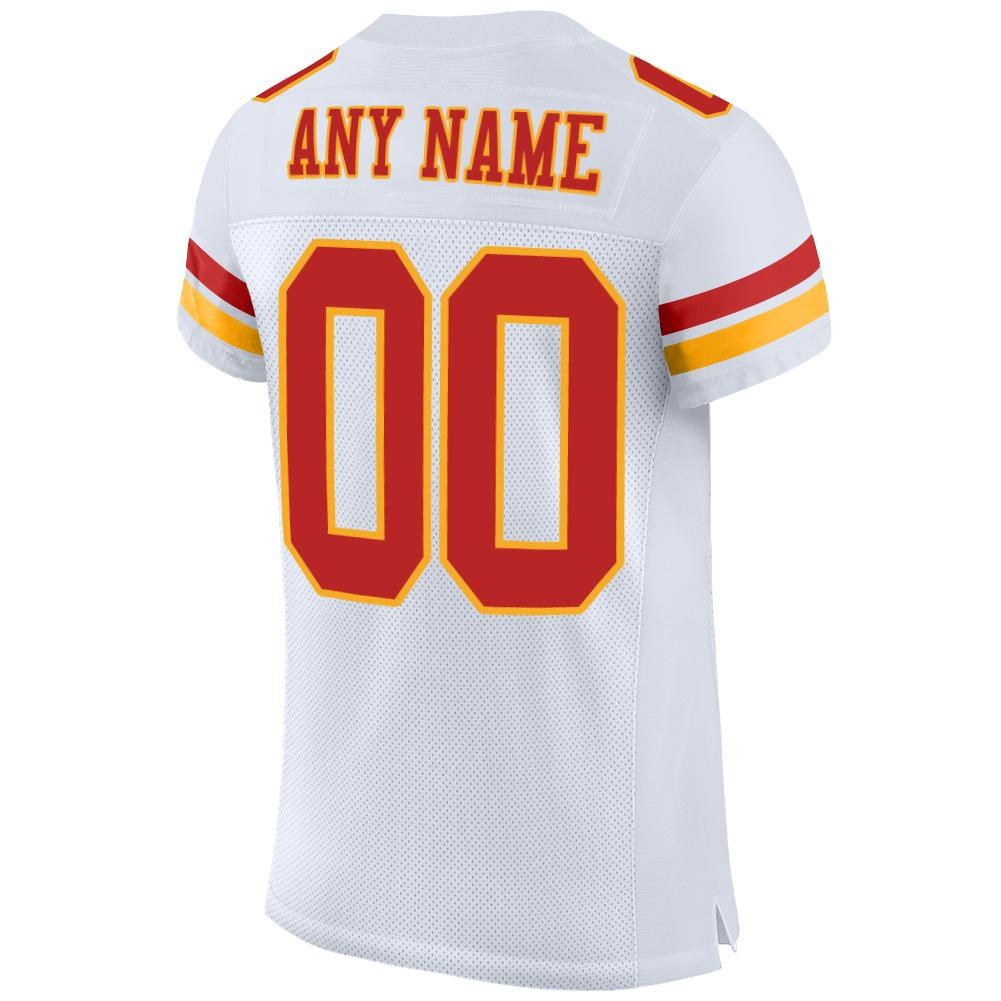 Custom White Scarlet-Gold Mesh Authentic Football Jersey photo 3