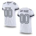 Custom White Silver-Black Mesh Authentic Football Jersey