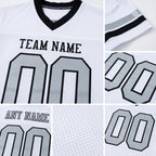 Custom White Silver-Black Mesh Authentic Football Jersey detail