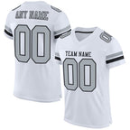 Custom White Silver-Black Mesh Authentic Football Jersey photo 1