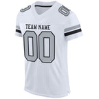 Custom White Silver-Black Mesh Authentic Football Jersey photo 2