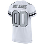 Custom White Silver-Black Mesh Authentic Football Jersey photo 3