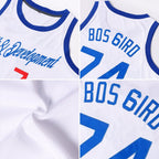Custom White Royal-Red Round Neck Rib-Knit Basketball Jersey photo 3