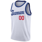 Custom White Royal-Red Round Neck Rib-Knit Basketball Jersey photo 4