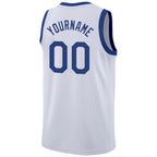 Custom White Royal-Red Round Neck Rib-Knit Basketball Jersey photo 5