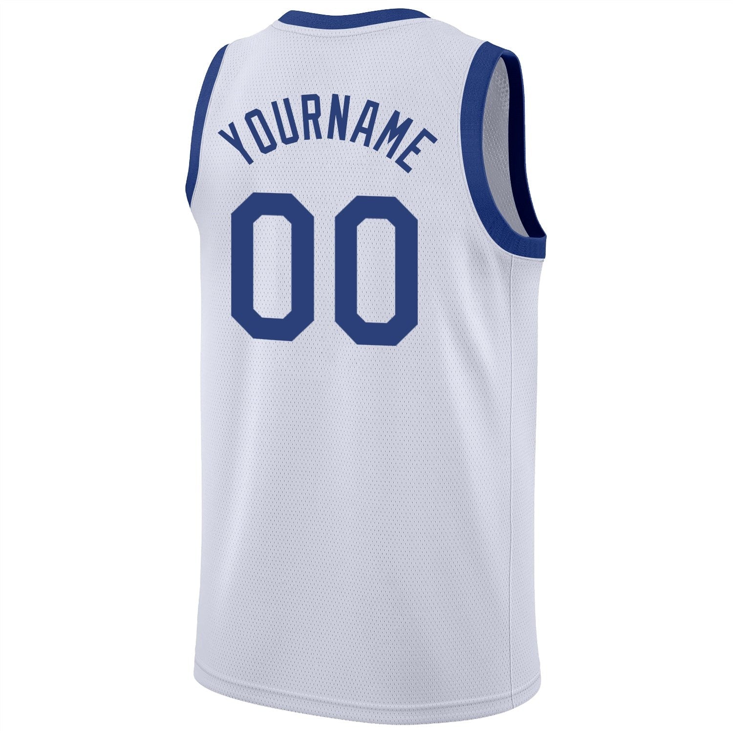 Custom White Royal-Red Round Neck Rib-Knit Basketball Jersey photo 5