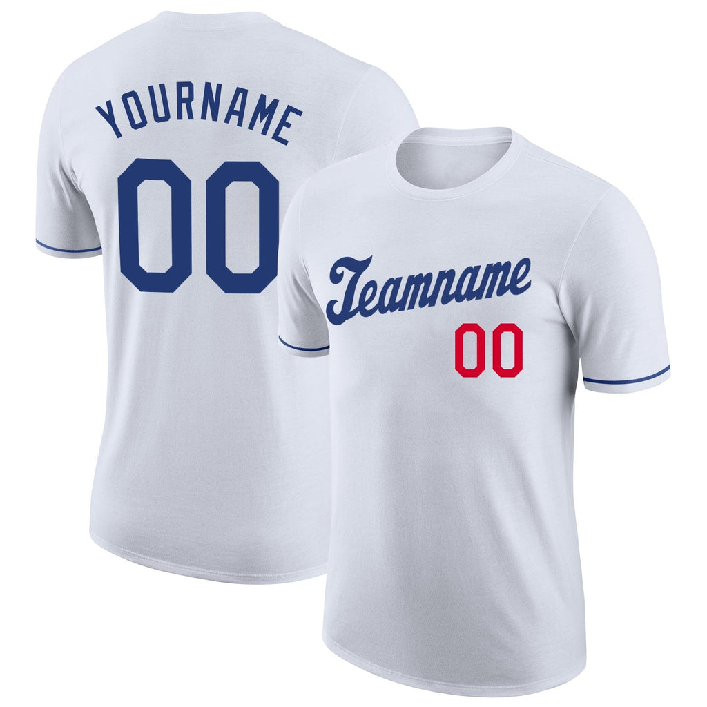 Custom White Royal-Red Performance T-Shirt photo 1
